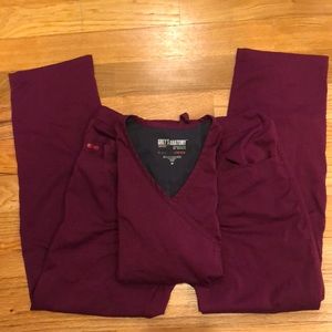 Grey’s Anatomy Spandex Stretch Maroon Scrub Set